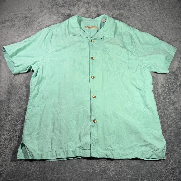 Tommy Bahama Other - Tommy Bahama Mens XL Silk Tropical Summer Chic Shirt Seafoam Green Short Sleeve